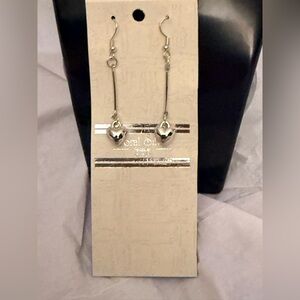 Elegant Silver Heart Drop Earrings